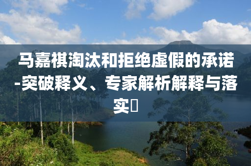 馬嘉祺淘汰和拒絕虛假的承諾-突破釋義、專家解析解釋與落實?
